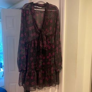 Zara sheer long sleeve floral dress in M